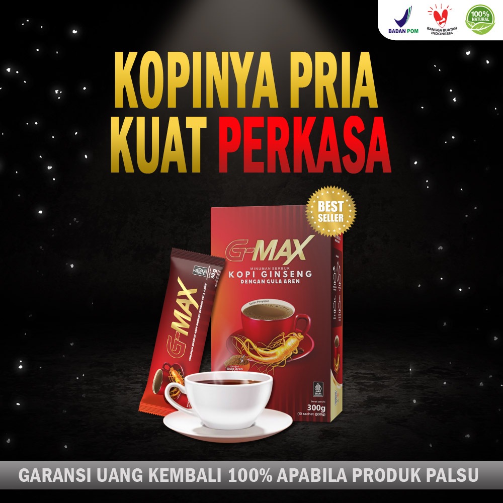 

KOPI G-MAX ORIGINAL KOPI STAMINA PRIA TAHAN LAMA EXTRA GINGSENG ( 100% BPOM & HALAL )