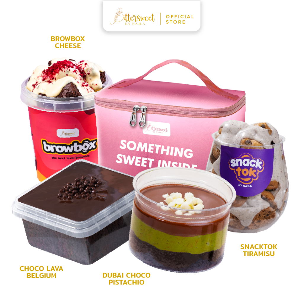 

[ Hampers Pink ] Choco Dubai + Snacktok Tiramisu + Browbox Cheese + Choco Lava Belgium