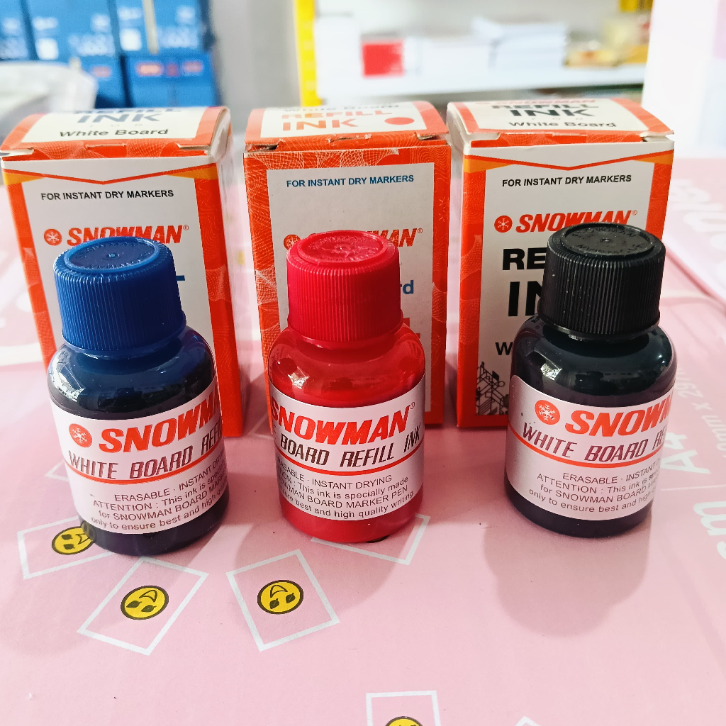 

Refil Tinta Spidol Snowman Whiteboard Bisa Dihapus BG 12 ABG 12 Hitam Biru Merah