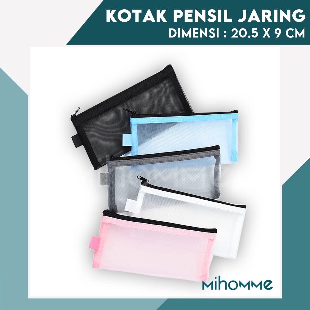 

Kotak Tempat Pensil Jaring Transparan Pouch Penyimpanan Alat Tulis Pencil Case Zipper