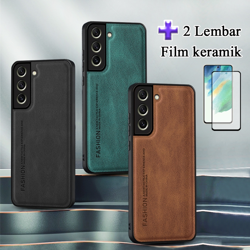 2 In 1 Casing Samsung Galaxy S21 FE S21FE Case Kulit Premium Dengan Anti Gores