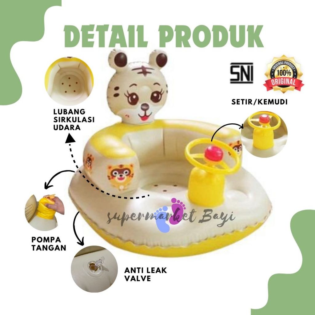 Sofa Tiup Bayi Belajar Duduk Tiger With Steering Wheel 63cm x 55cm x 44 / 332100 / Sofa Tiup Belajar