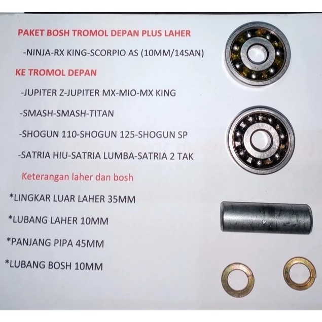 As 10mm/PAKET Bosh Tromol Depan Ninja Rx King Scorpio KE Tromol Jupiter Z Jupiter mx mio