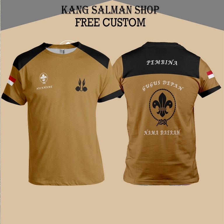 kaos pria pramuka - jersey scout pramuka - baju pembina pramuka bisa tambah nama dan logo [BISA COD]
