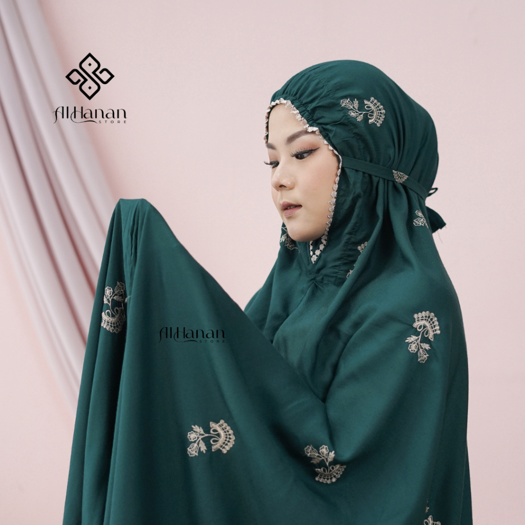 Alhanan - Mukena Dewasa Bordir Mewah Terbaru Jasmin Putih Mukenah Rayon