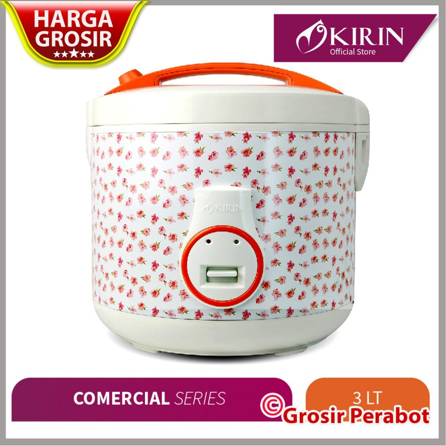 Rice Cooker Magic Com Kirin 3 Liter KRC-188WH Extra Besar Anti Lengket Orange