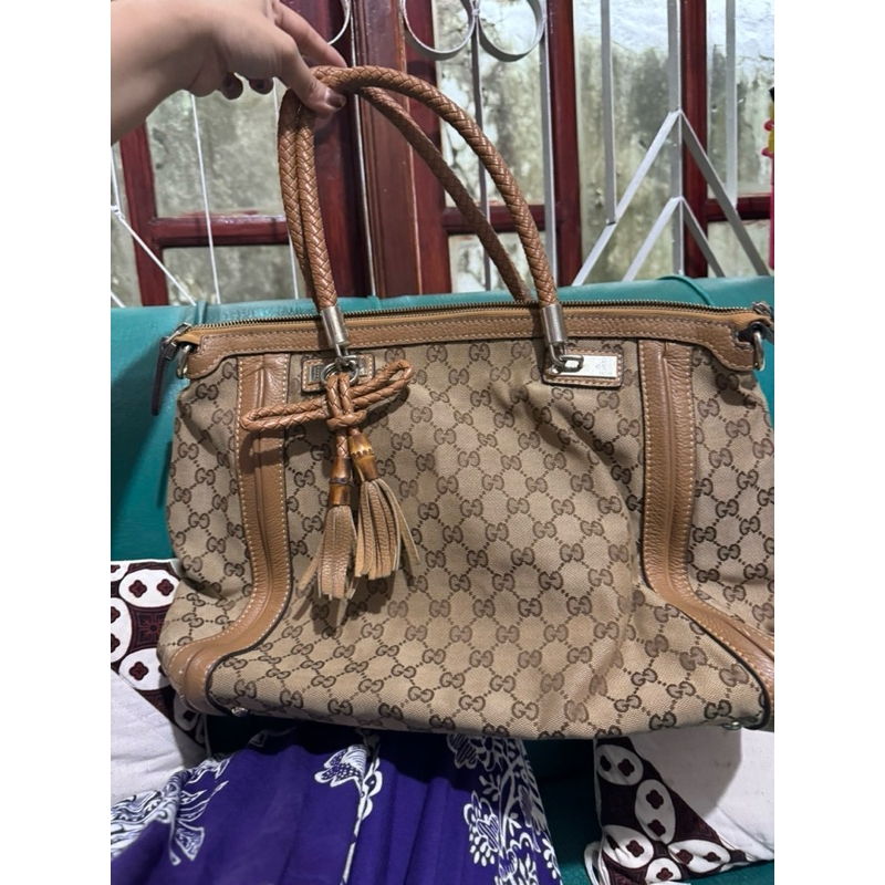 preloved gucci tote bag coklat