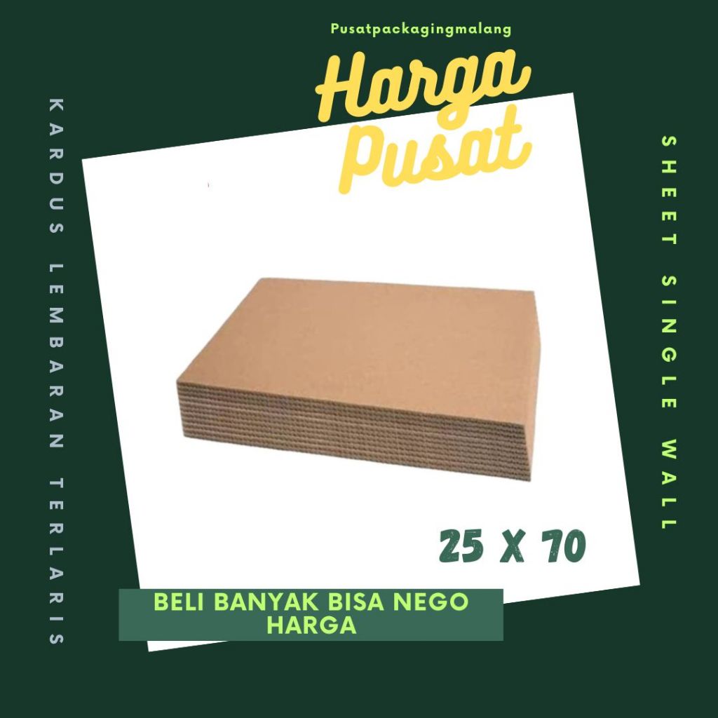 

Sheet 25x20 / 25x30 / 25x40 / 25x50 / 25x60 / 25x70 Kardus Lembaran Polos Single Wall Packing Karton Coklat Warna