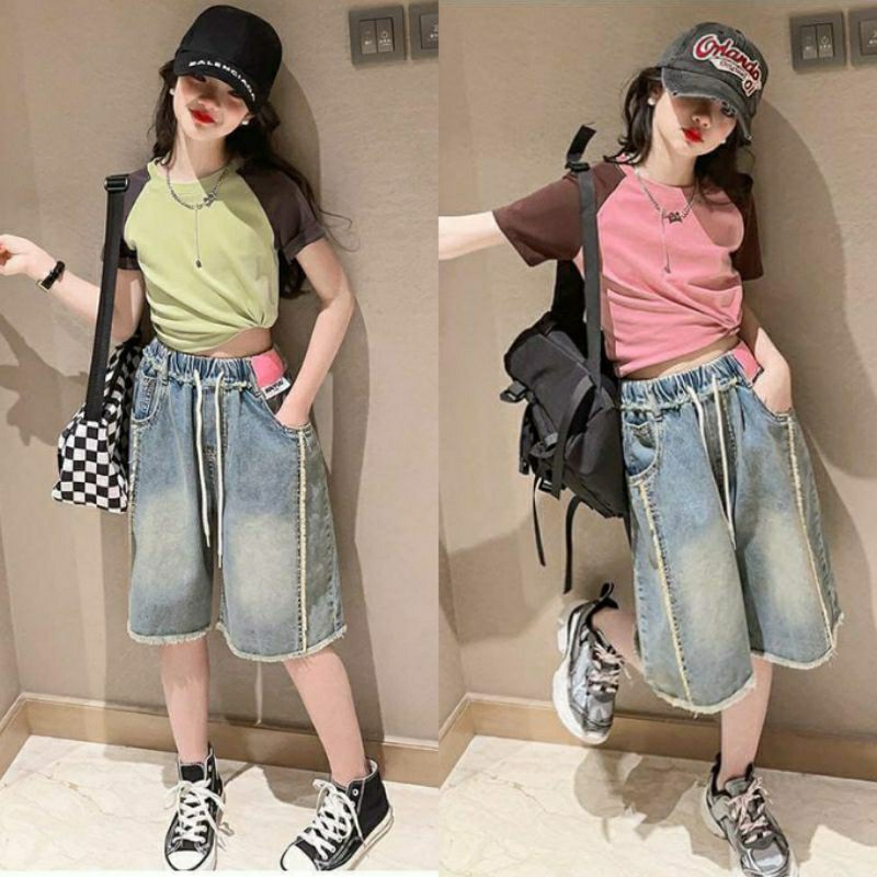 Littlefairy setelan nona anak cewek/set baju anak tanggung perempuan import