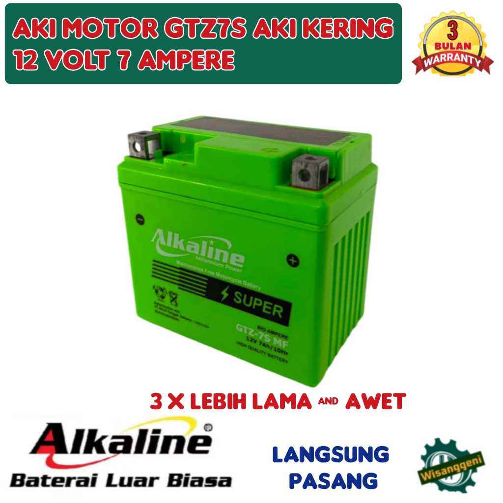 Aki Motor Vario 125/150 / Honda PCX /CBR 150/Supra GTR/Satria Fu/SONIC/NEW NMAX Alkaline GTZ7S  aki 