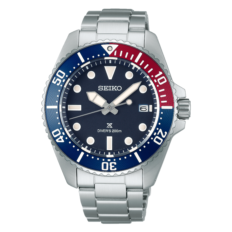 Seiko Prospex SNE595P1 Solar Diver Pepsi Blue Dial Stainless Steel - Jam Tangan Seiko Original