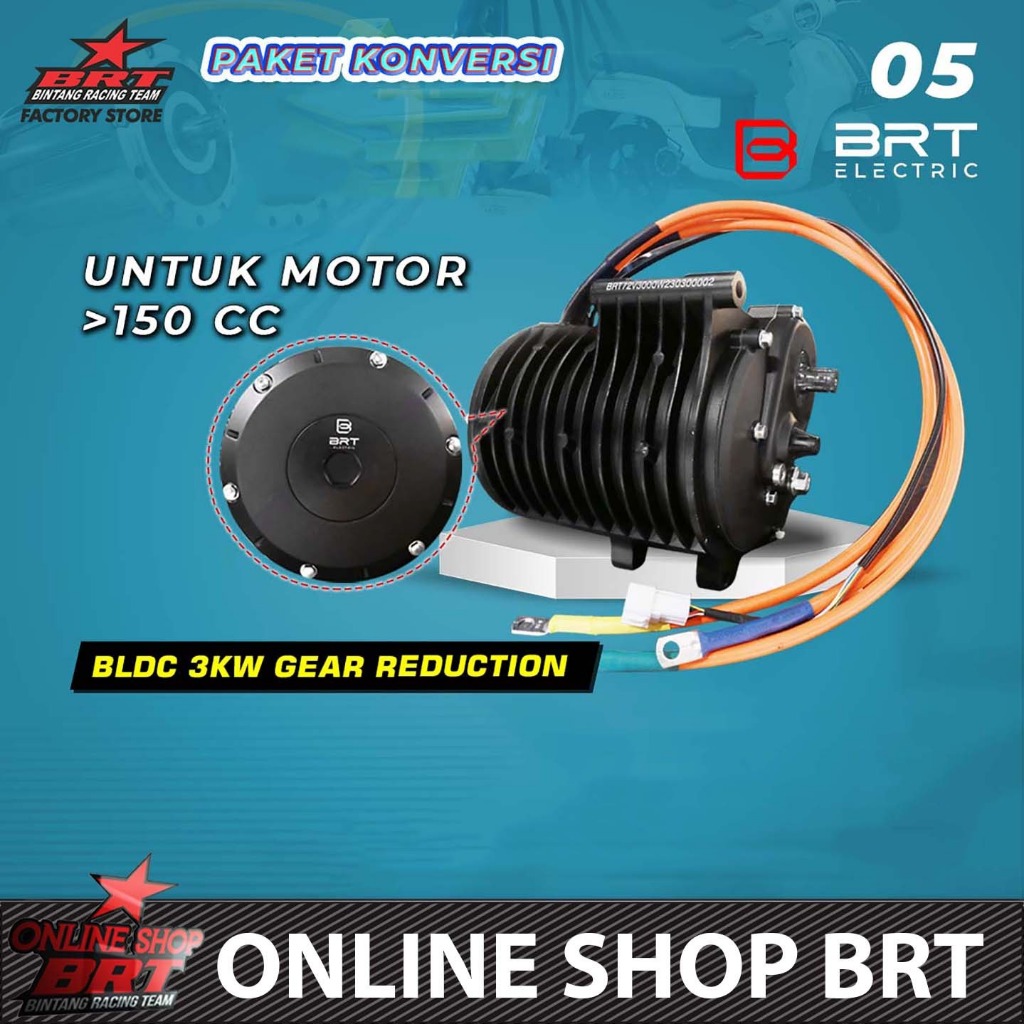 DINAMO BLDC BRT GEAR REDUCTION 3 KW 3000 Watt 72v EV KONVERSI MOTOR LISTRIK