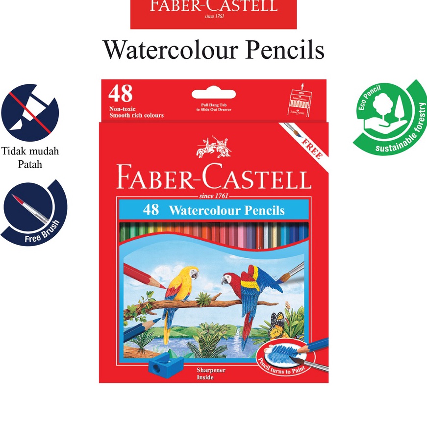 

KI3 Pensil Warna Faber Castell 48 Warna Water Colour Pencil Ukuran Panjang Gratis Rautan dan Kuas