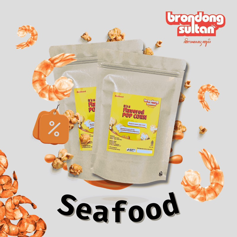 

Popcorn Rasa Seafood Snack Camilan Kemasan Pouch by Brondong Sultan