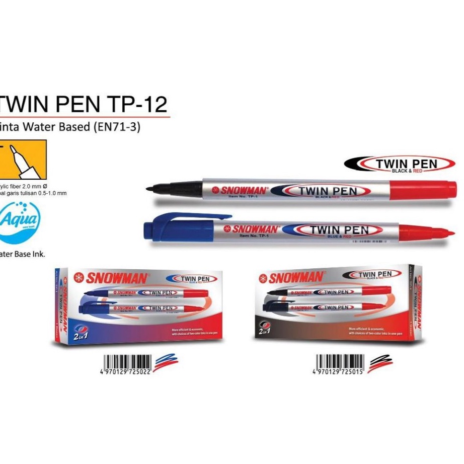 

PENAWARAN TERBAIK Spidol Snowman Twin Pen 2 Warna per 12 Spidol Per Lusin