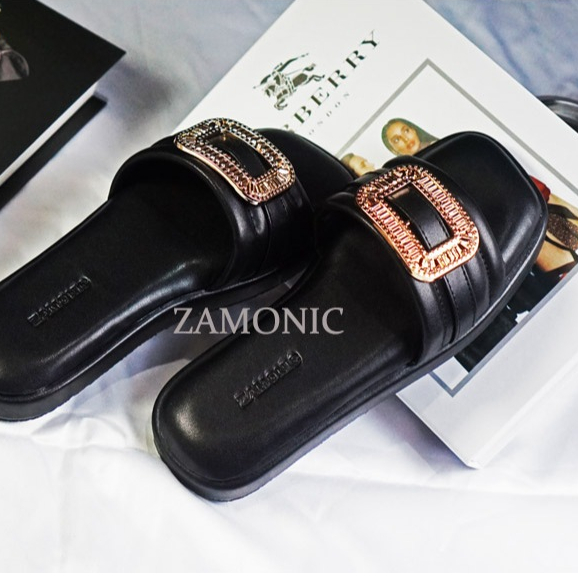 ZAMONIC | Gania - Sandal Flat Wanita Super Empuk Terbaru Kekinian