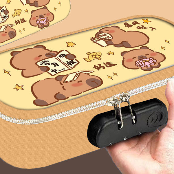 

Kotak Alat Tulis Kunci Kata Sandi, Kapasitas Besar Kotak Pensil Tahan Noda