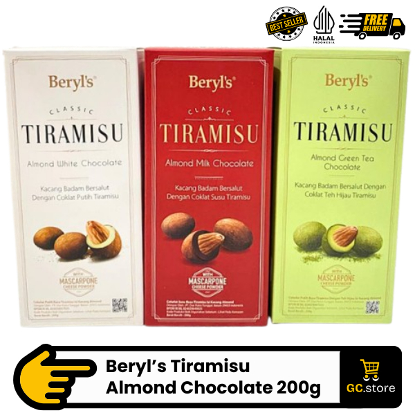 

Beryl's Beryls Classic Tiramisu Almond Green Tea Milk White Chocolate 200g