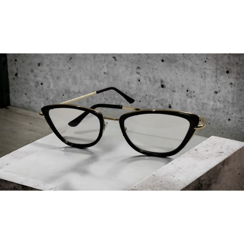 R-003 Kacamata Style Premium Frame Wanita Anti Radiasi, Anti Debu Black