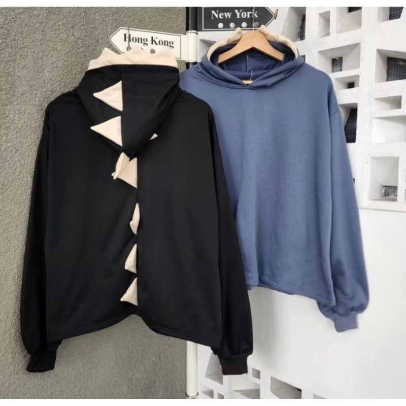 DINOS TANPA PLAKET SWEATER HOODIE OVERSIZE