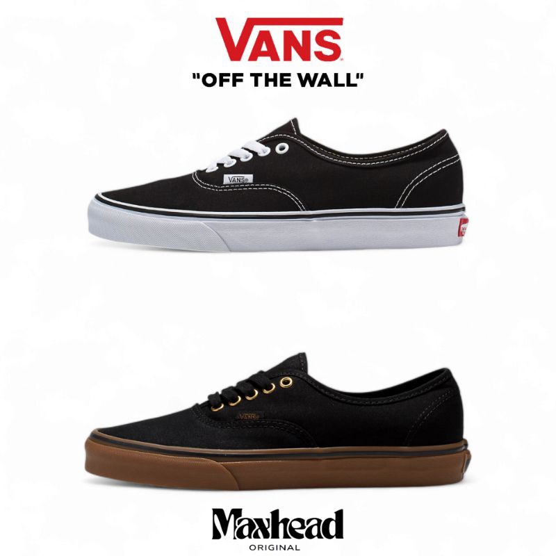 Vans Authentic Black White & Black Rubber Gum Classic Original 100%