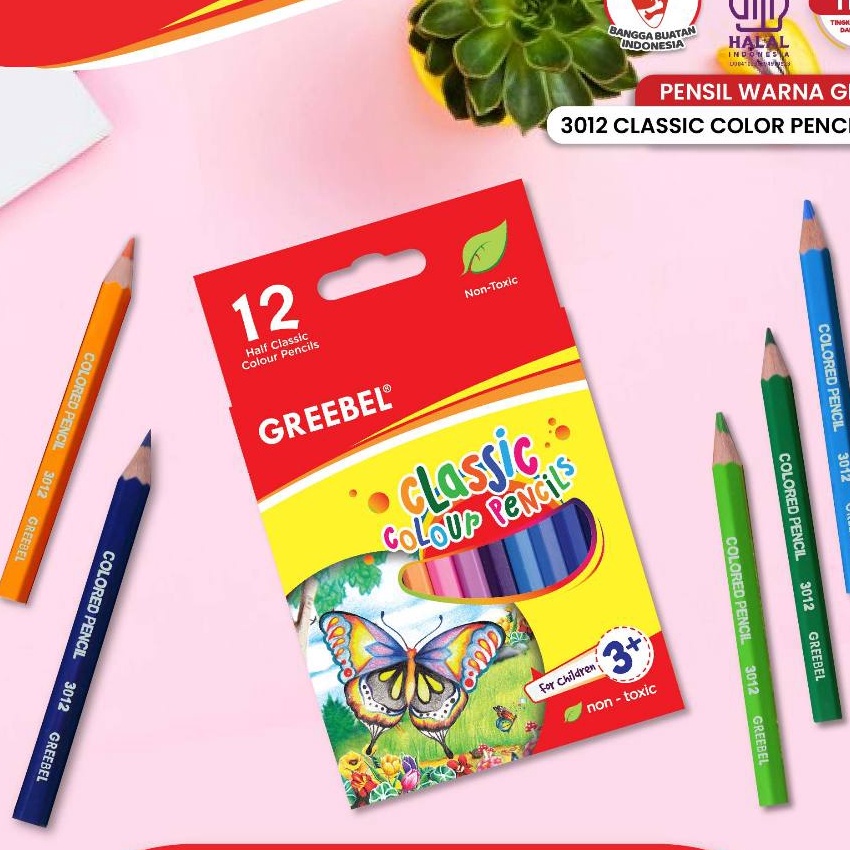 

Hemat GREEBEL Pensil Warna 312 Half Classic Color Pencils 12 Warna Coloring Pencil warna Grebel Pensil warna Aman untuk Anak