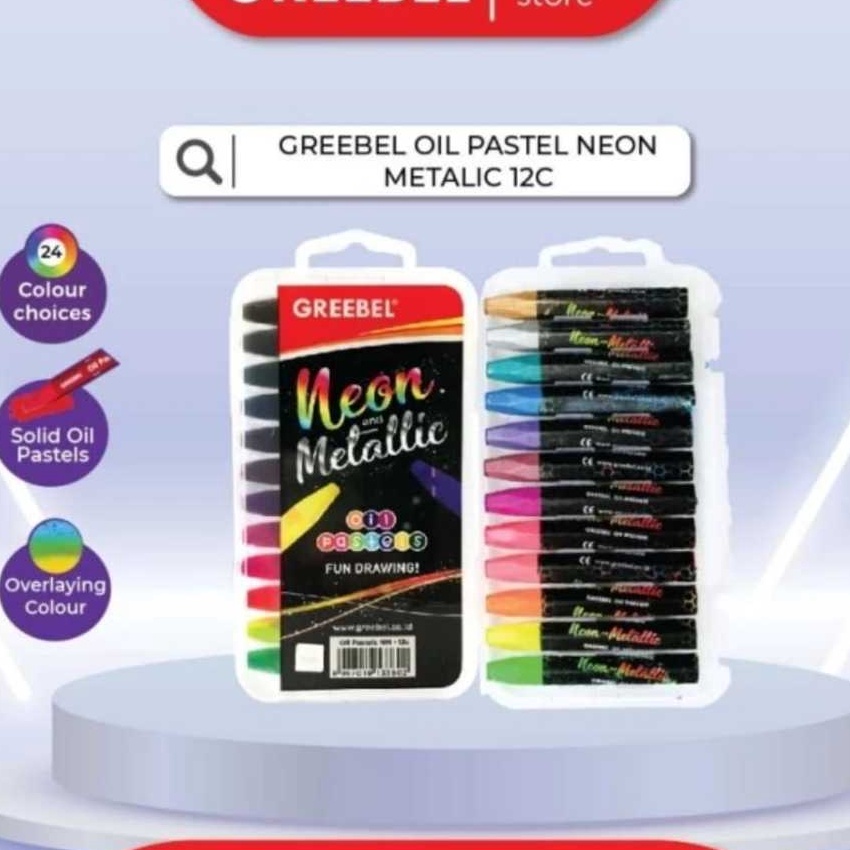 

HJ6 crayon greebel metalic neon 12 warna oil pastel krayon