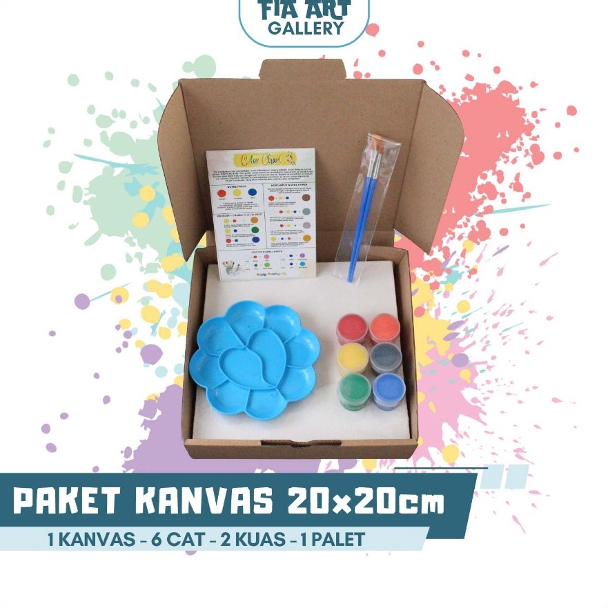 

Hematku Lukis Kanvas 2x2 cm mewarnai lengkap dengan kanvas putih cat akrilik kuas palet warna mixing color chart melukis lengkap anak kuas palet painting brush canvas acrylic art kanvas putih polos