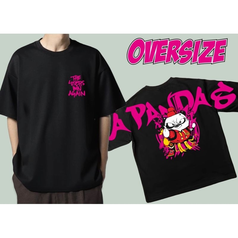 (Spesialis Oversize) Baju Atasan Kaos Pria Oversize Warna Hitam Tulisan