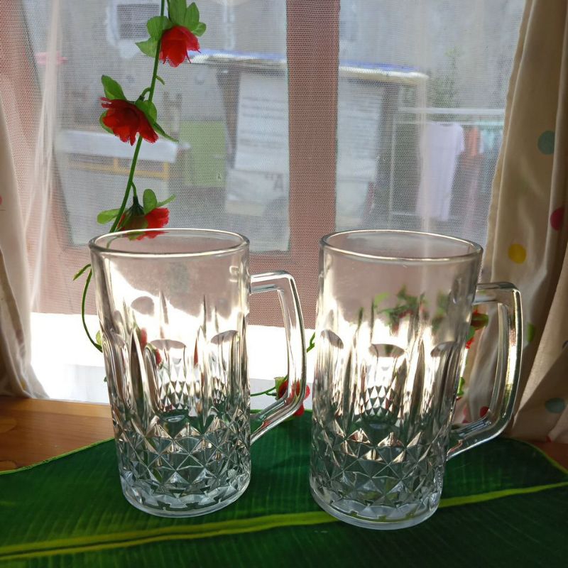 gelas jumbo kaca /gelas es teh jumbo/gelas gagang kaca