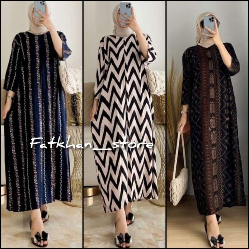 DASTER GAMIS RAYON PREMIUM MOTIF TERBARU TANGN 3/4 BATIK FATKHAN