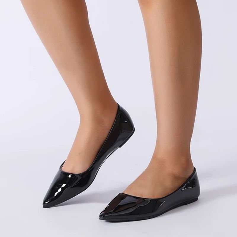 tangkeleku sepatu wanita flatshoes diana sol karet warna hitam polos