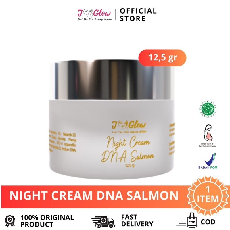 J-GLOW Skincare night cream DNA Salmon-12,5g / cream malam paket flek