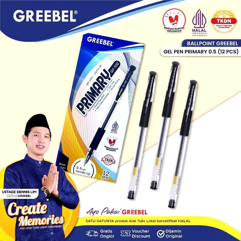 

Pulpen Gel Primary Greebel Hitam