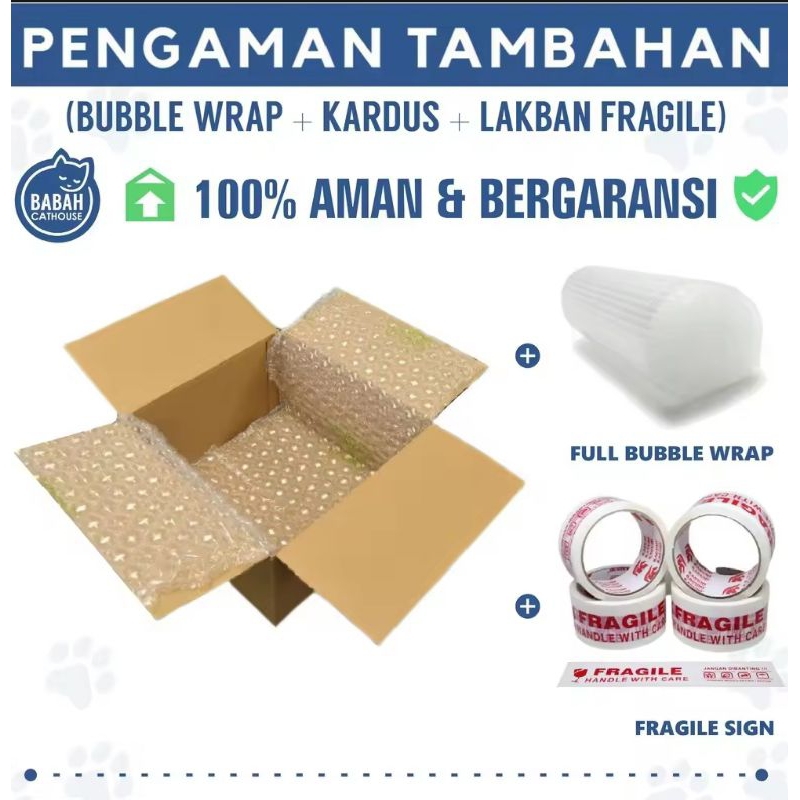 

Tambahan packing dengan Bubble Wrap EKSTRA, Dus Dan Fragile