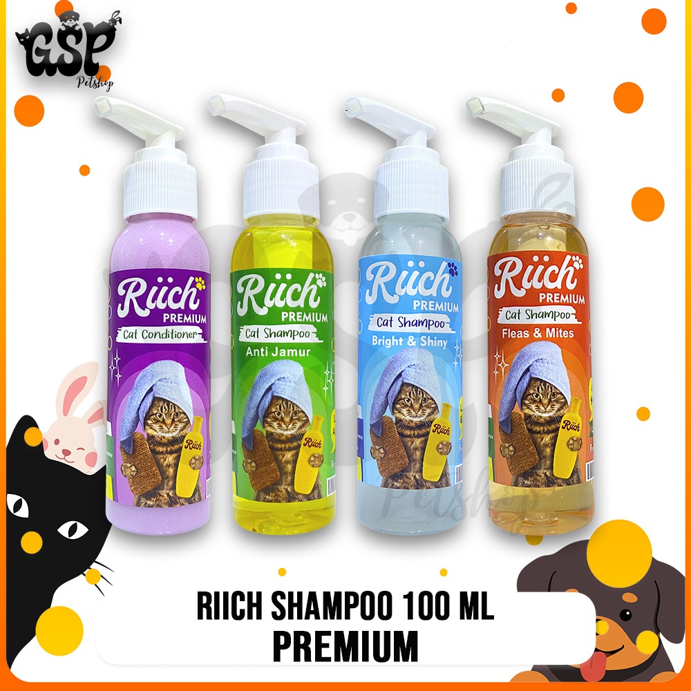 Riich Shampoo Cat 100 ML | Shampo Riich Kucing Anti Kutu Jamur Menghaluskan dan Melembutkan Bulu 100