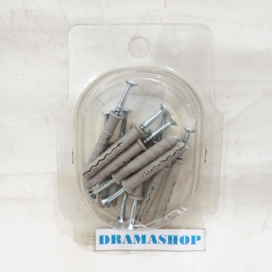 Viser Fiser plastik dan paku Sekrup screw tembok Set s6 6x40