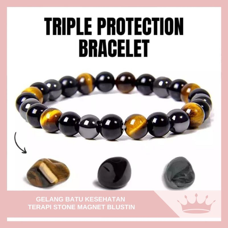 Gelang Kesehatan Terapi Pria Wanita Magnet Blustin Kombinasi / Gelang Batu Kesehatan Stone / Gelang 
