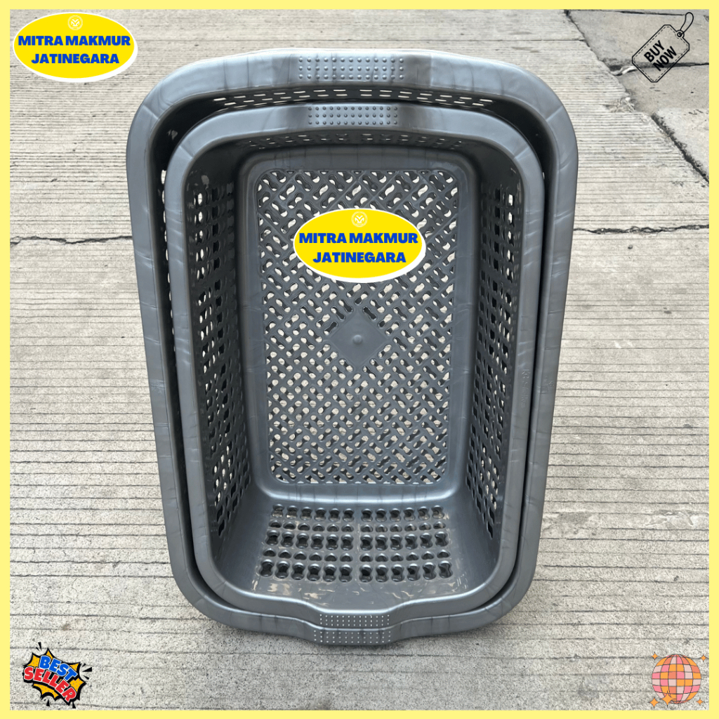 KERANJANG PAKAIAN PLASTIK PERSEGI PANJANG KERANJANG POPOK WADAH PAKAIAN BERSIH LAUNDRY BAG