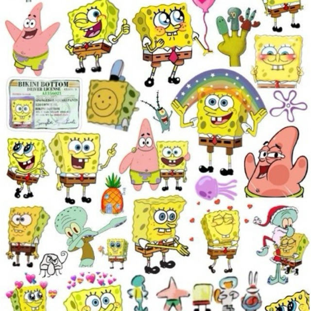 

50 PCS stiker spongebob lucu free 7 random sticker laptop anti luntur