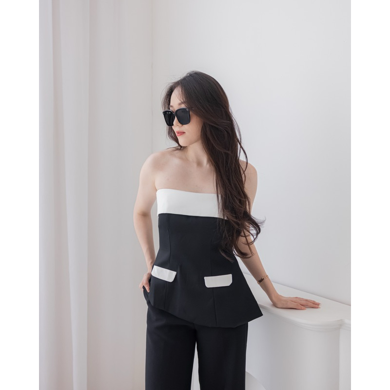 LEVAENT - Ava Top Atasan Wanita Tube Tops Off-Shoulder Black