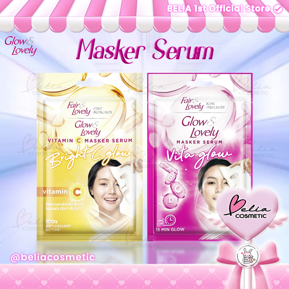 ❤ BELIA ❤ FAIR & LOVELY GLOW & LOVELY Serum Sheet Mask 20G | Vitamin C Bright C Glow | Vita Glow | M