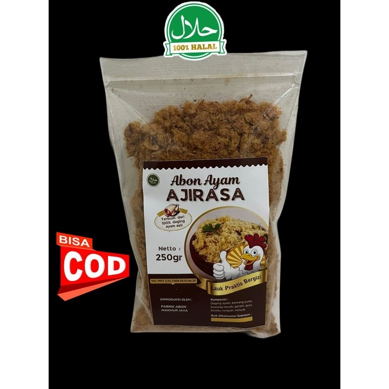 

Abon ayam aji rasa daging ayam asli 100% halal kemasan 250gram