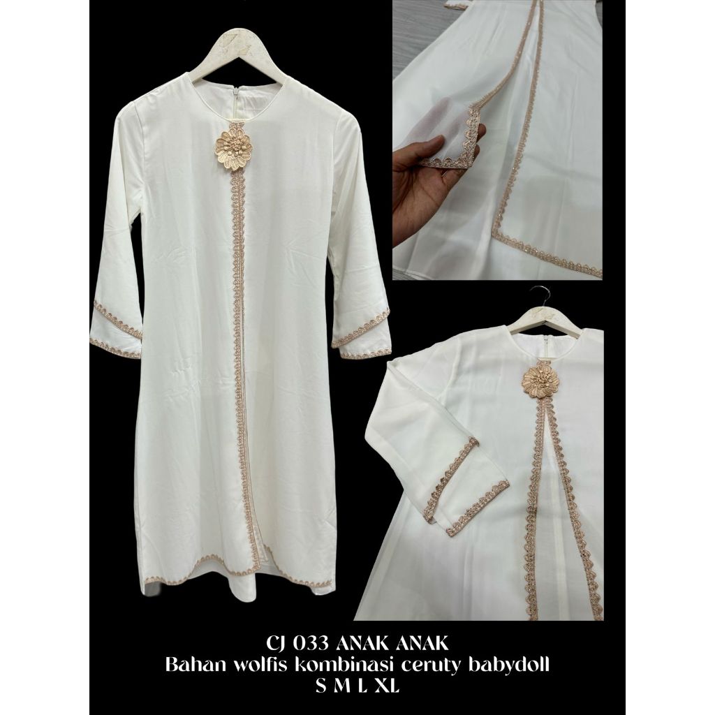 CJ 033 (isi 4) ASYA Gamis Anak Tanggung Wolfis Kombinasi Ceruty Babydoll Lebar Mayung Premium Polos 