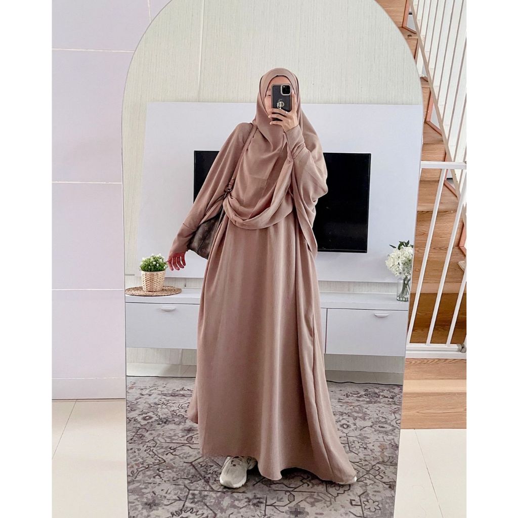 Maudy Gamis Set - Dress + Khimar Syari Jumbo - Gamis Abaya Set Khimar Wanita Terbaru