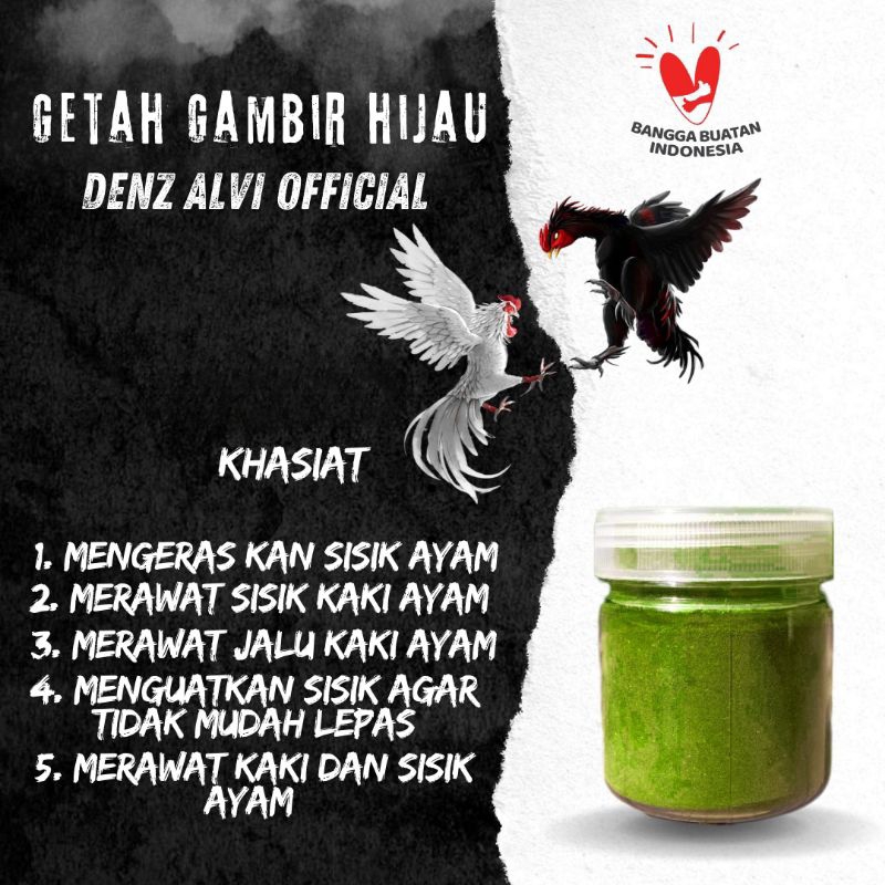 Denz alvi - getah gambir hijau mengeraskan sisik kaki ayam aduan - Kemin kaki ayam laga - Kemin hija