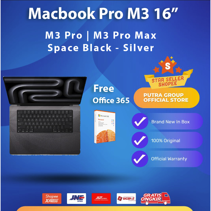 Macbook Pro 2023 M3 Pro Max 16" inch RAM 18/36/48 SSD 512GB/1TB