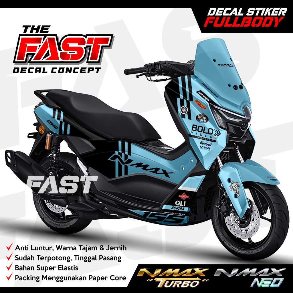Stiker decal yamaha nmax new 2024 turbo/neo fulbody simpel bold racing terbaru sticker striping nmax