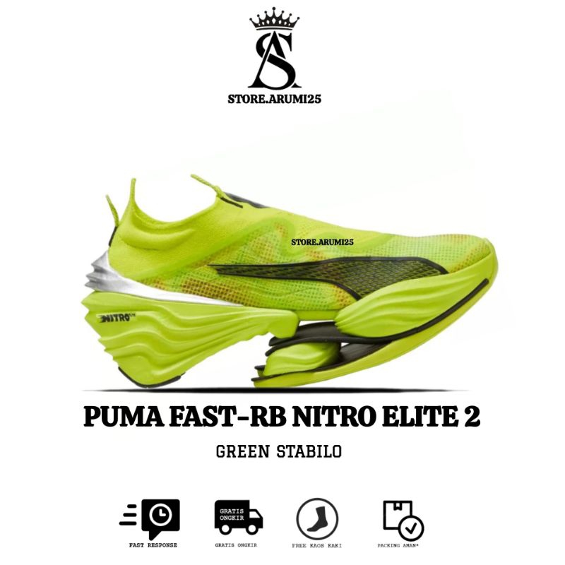 Sepatu Running Puma Fast-RB Nitro Elite 2 Green Stabilo