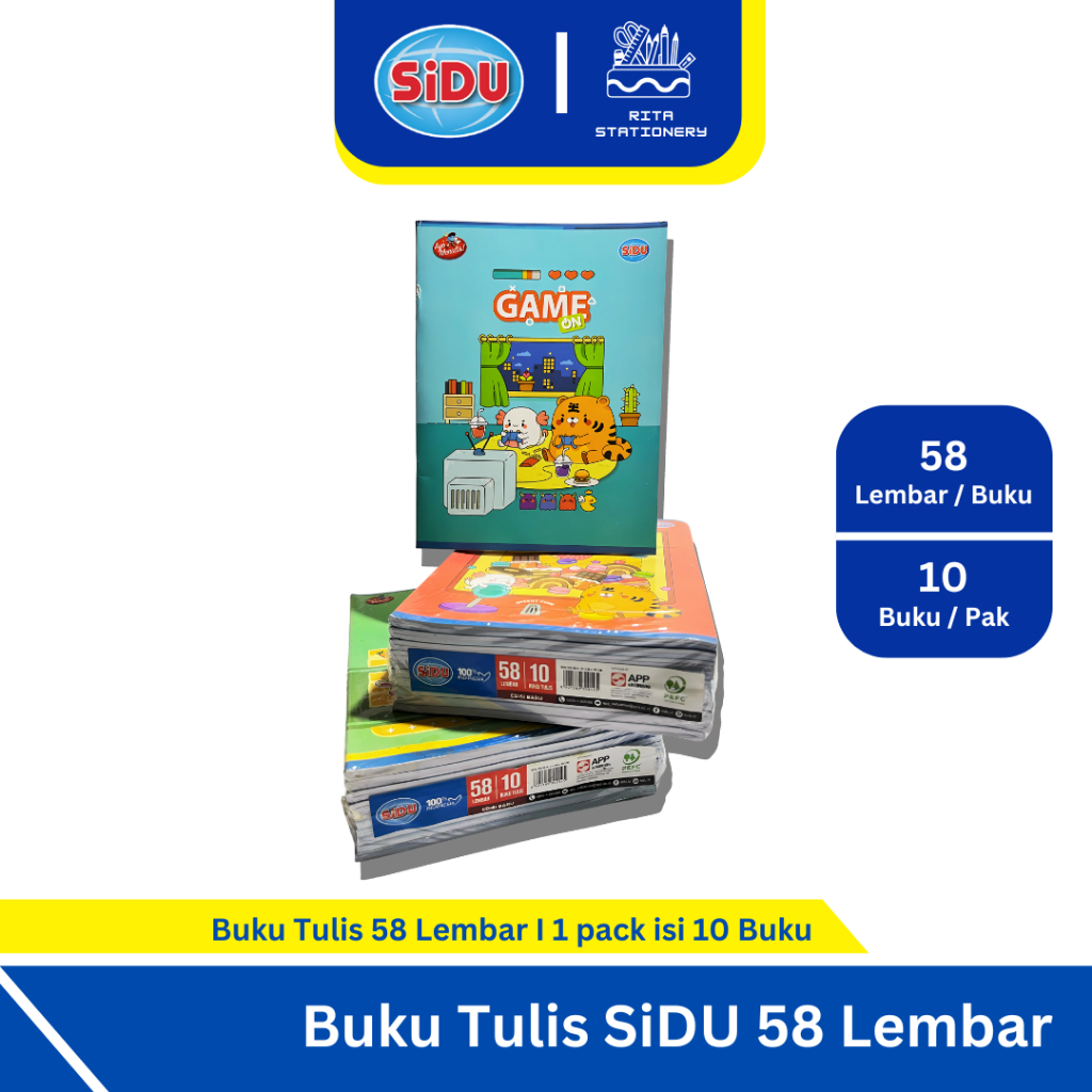 

SIDU Buku Tulis Isi 58 Lembar Sinar Dunia Qwarto - 1 pak 10 Buku